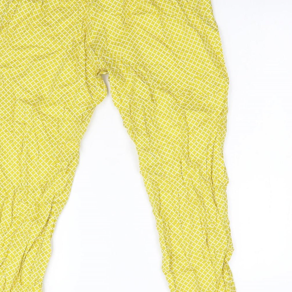 Marks & Spencer Womens Yellow Geometric Trousers Size 14 L26 in