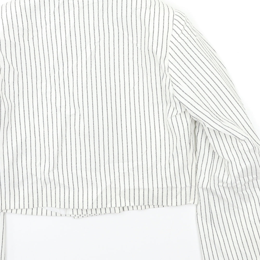 Select Womens White Striped Jacket Blazer Size 6
