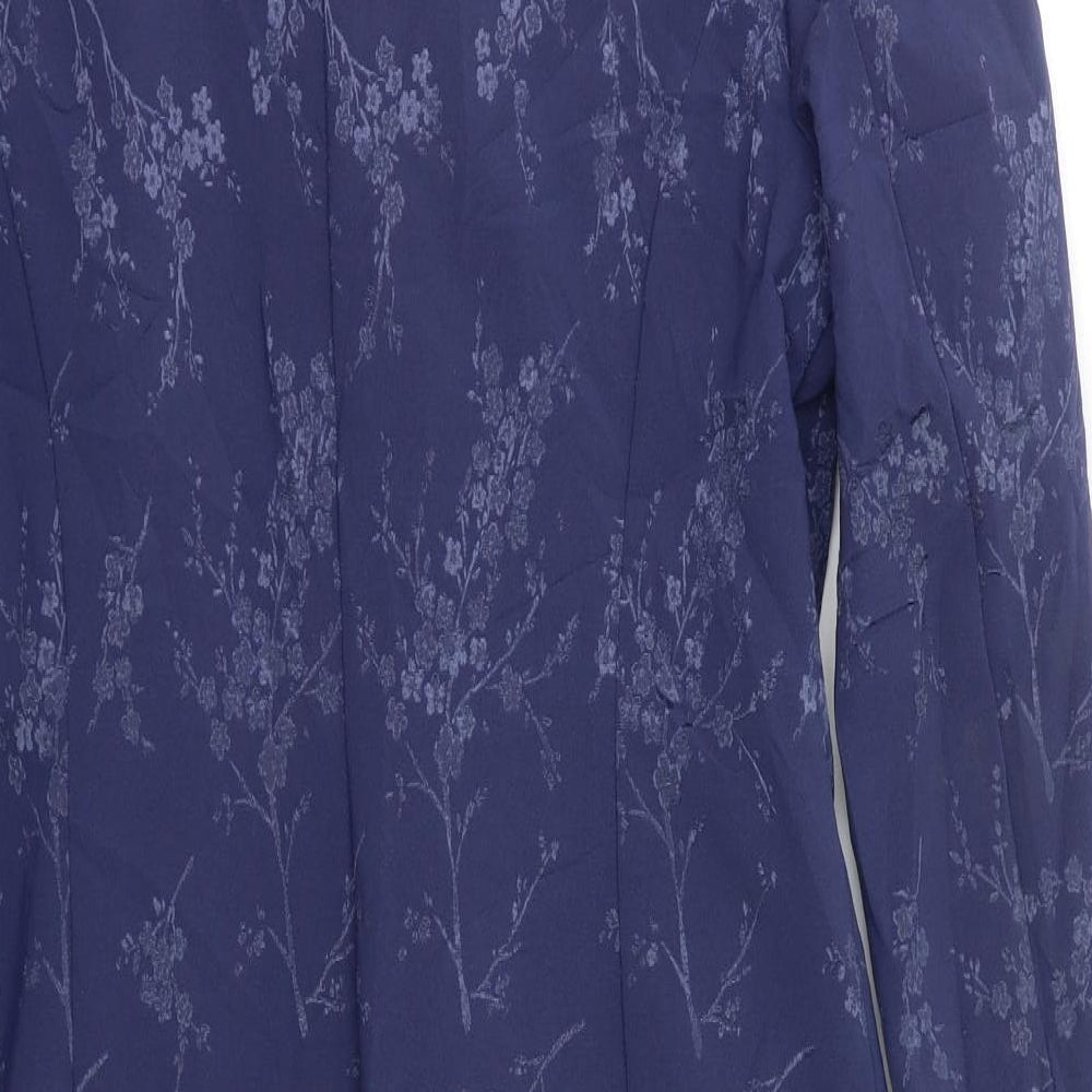 Choise Womens Blue Floral Jacket Blazer Size M