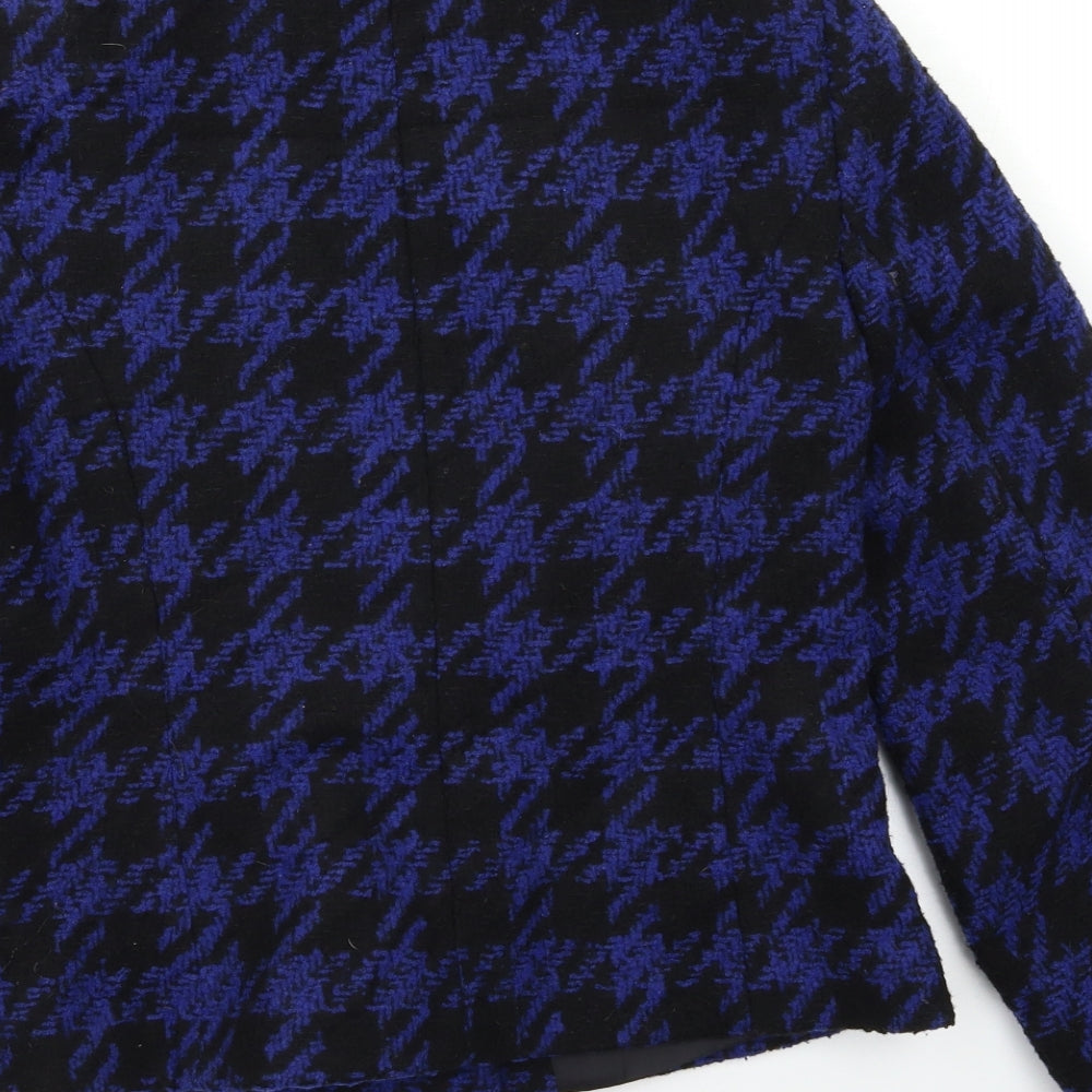 Isle Womens Blue Check Jacket Blazer Size M