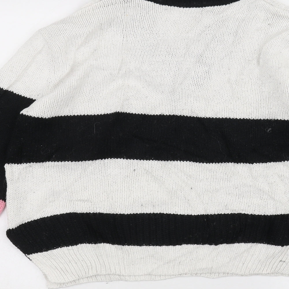 Marks & Spencer Womens White Striped Knit Pullover Jumper Size S