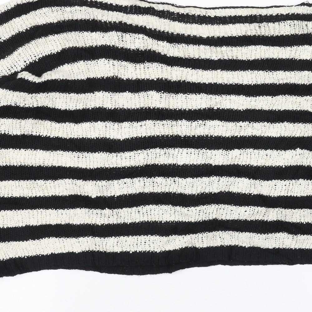 Pullover Womens White Striped Pullover Jumper Size M