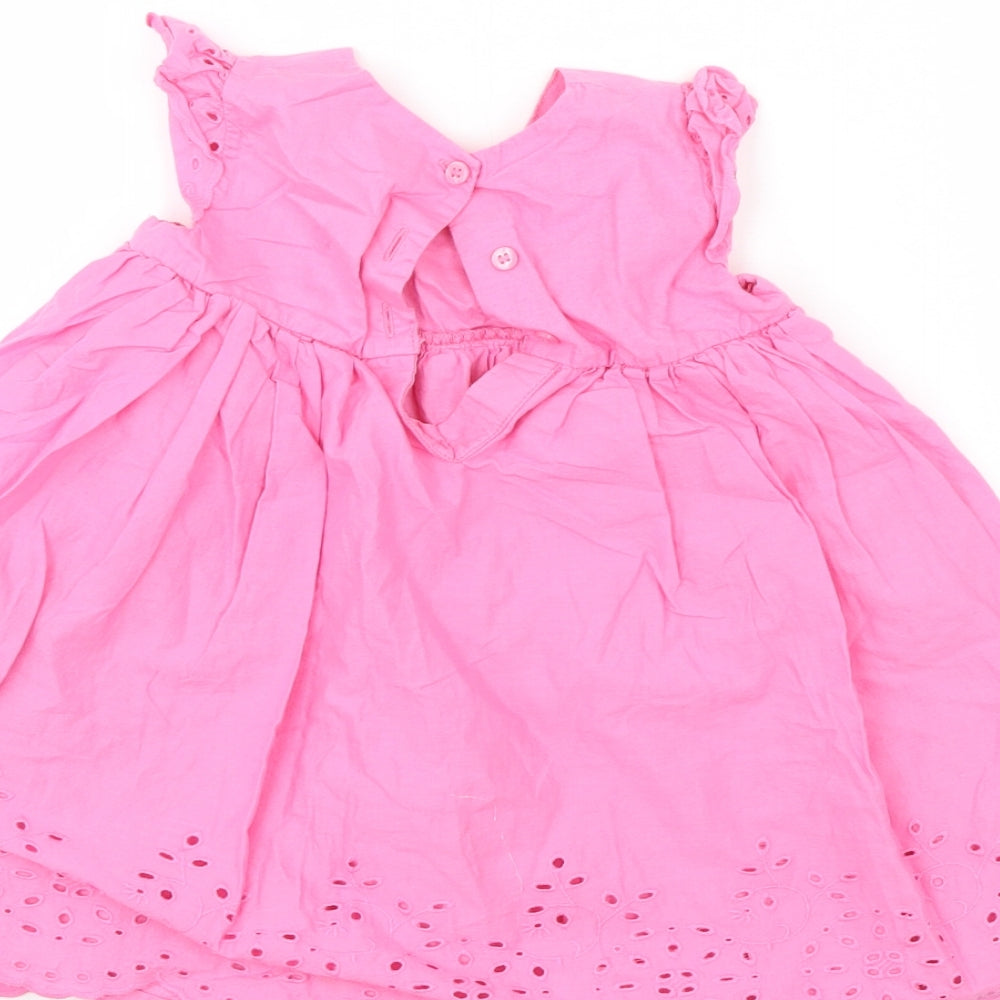 Mothercare Girls Pink Floral A-Line Size 9-12 Months
