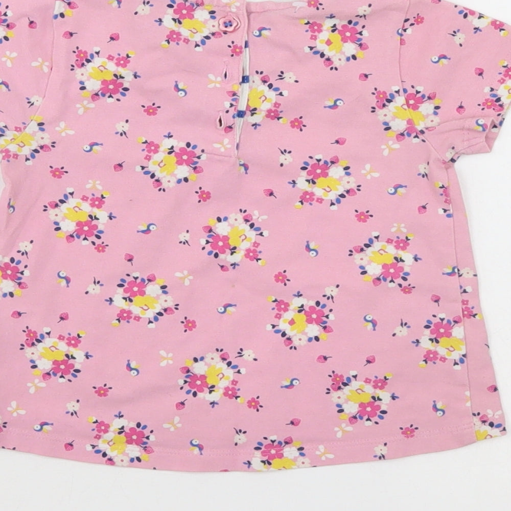 Mini Club Girls Pink Floral Pinafore/Dungaree Dress Size 9-12 Months