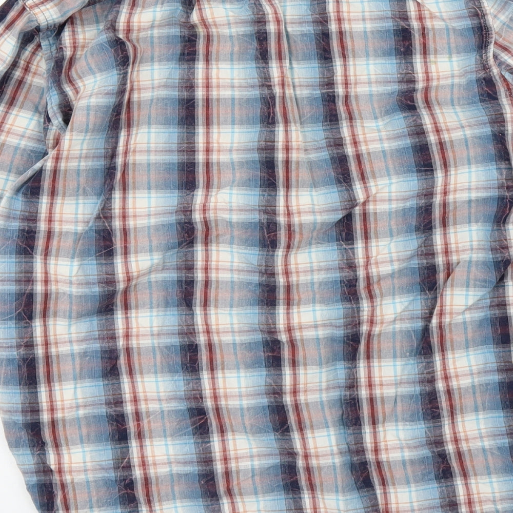 River Island Mens Blue Check Polo Size M