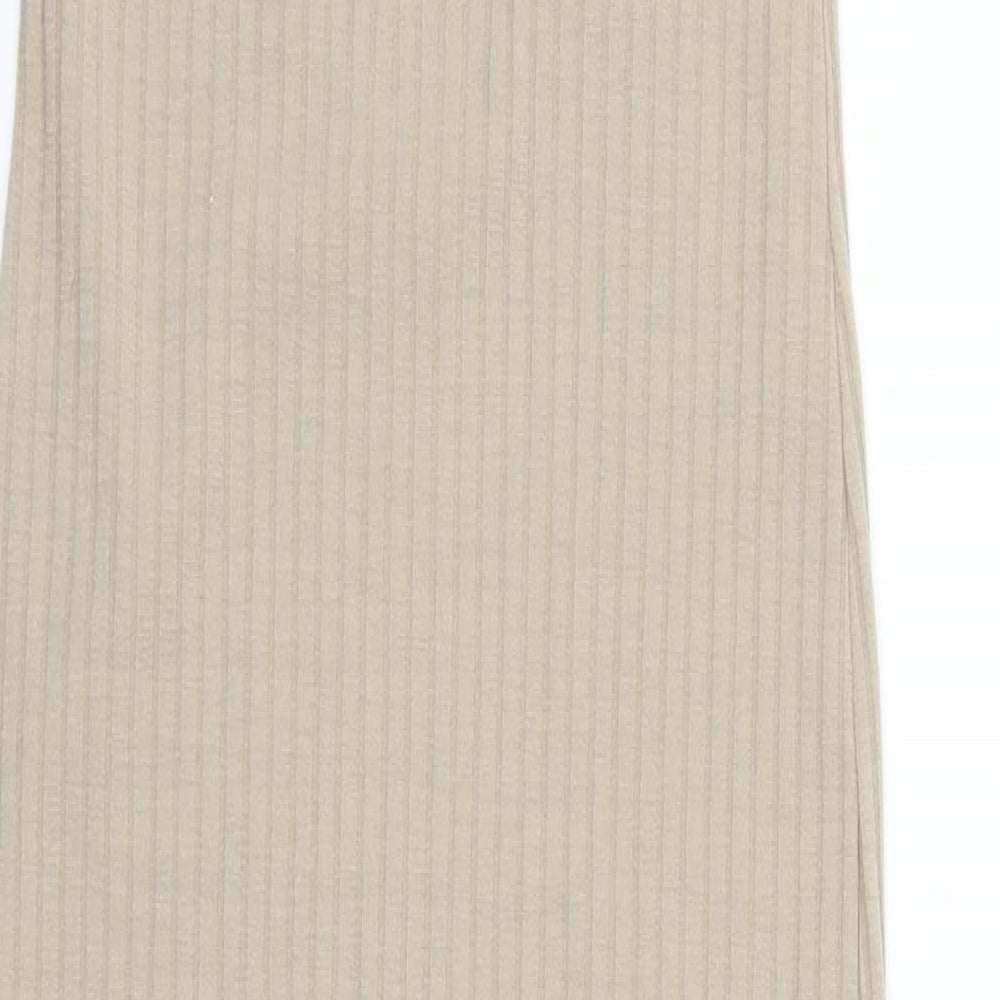 MISS GUIDED Womens Brown Striped Maxi - no belt