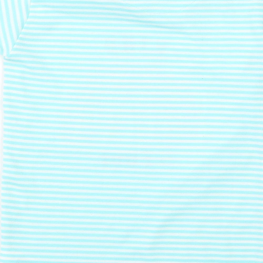 Preworn Girls Blue Striped Rayon Basic T-Shirt Size S - rainbow