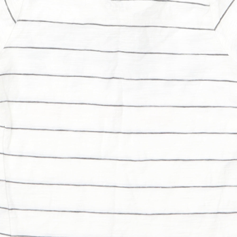 fred flo Baby White Striped Basic T-Shirt Size 9-12 Months - happy
