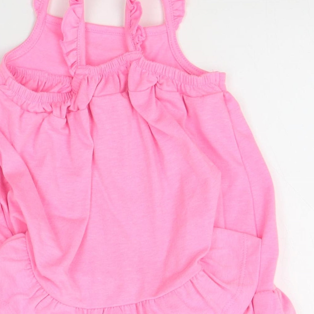 F&F Girls Pink Pinafore/Dungaree Dress Size 3-6 Months