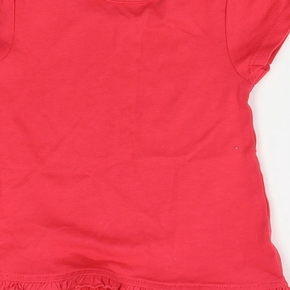 Brand and care label for George girls’ red basic blouse, size 3-6, months