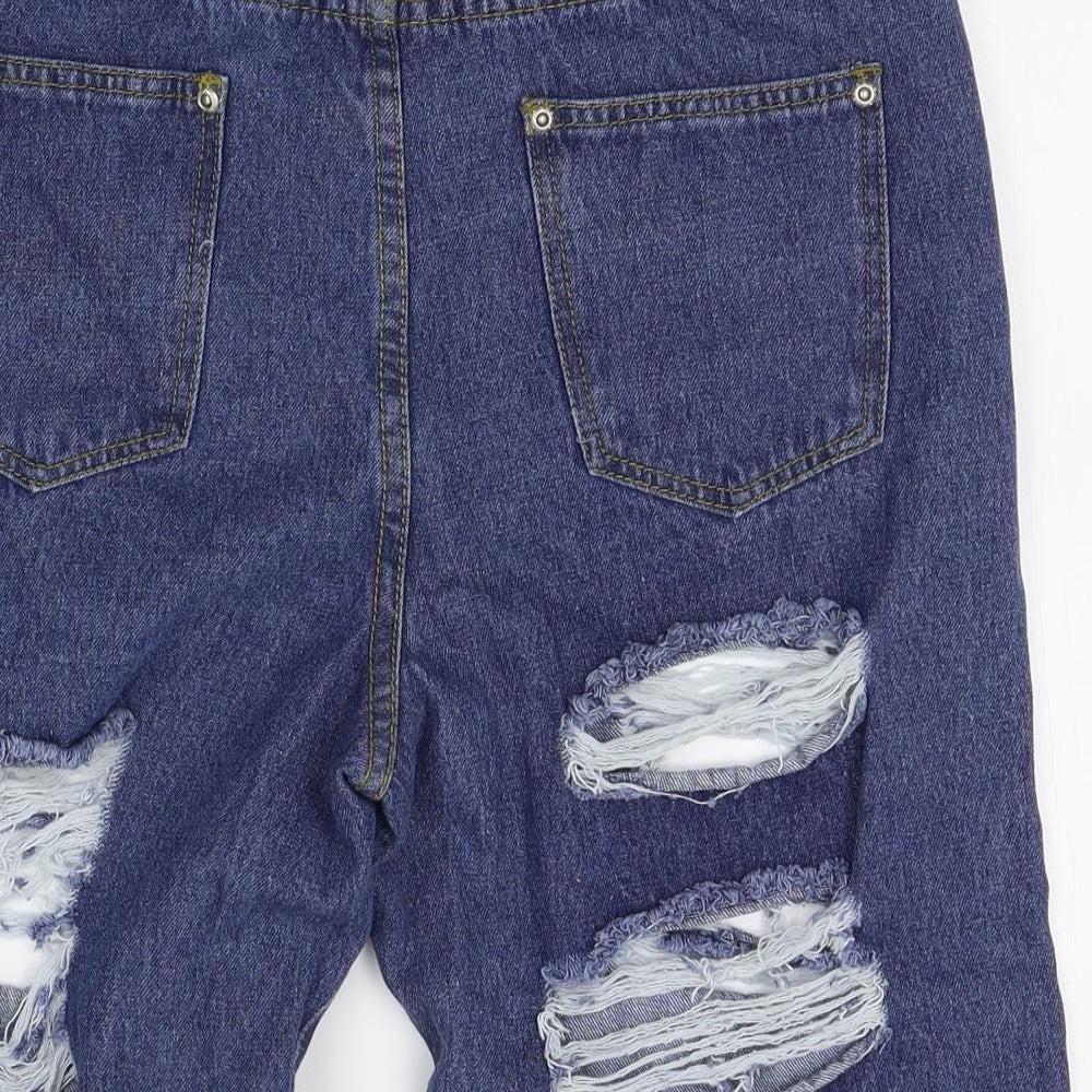 PRETTYLITTLETHING Womens Blue Cut-Off Shorts Size 10 - distressed