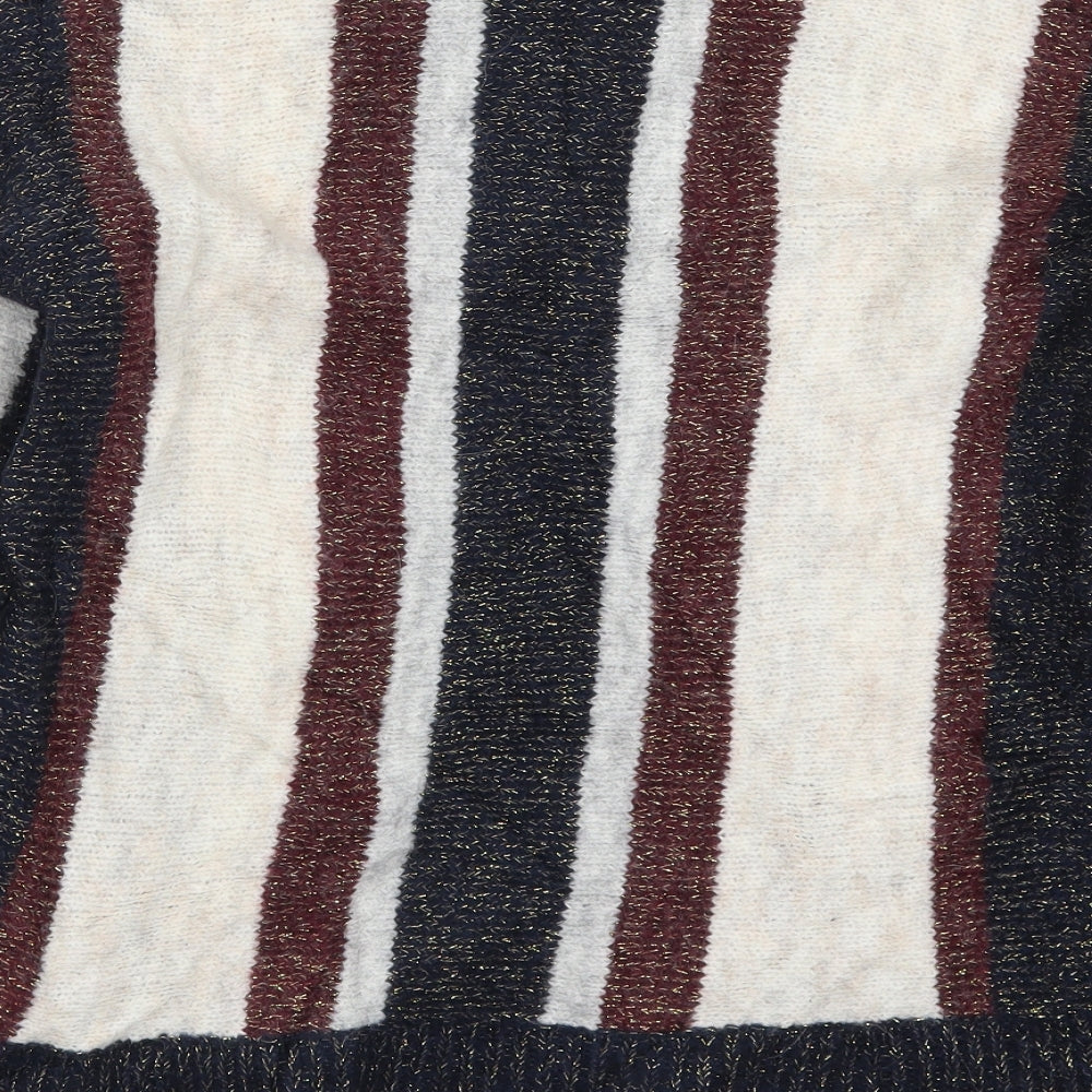 VERO MODA Womens Blue Striped Knit Pullover Jumper Size M
