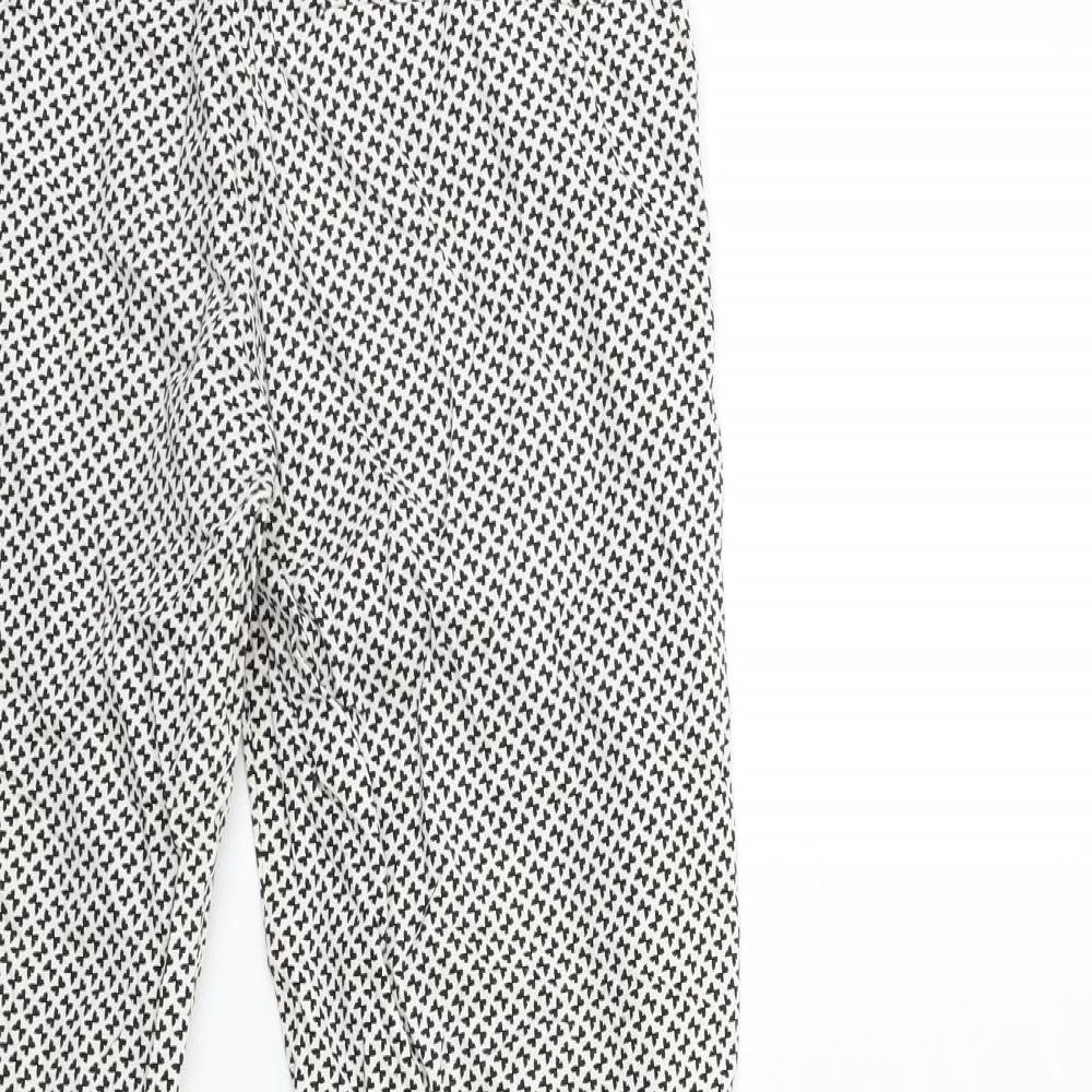H&M Womens White Polka Dot Trousers Size 8 L27 in