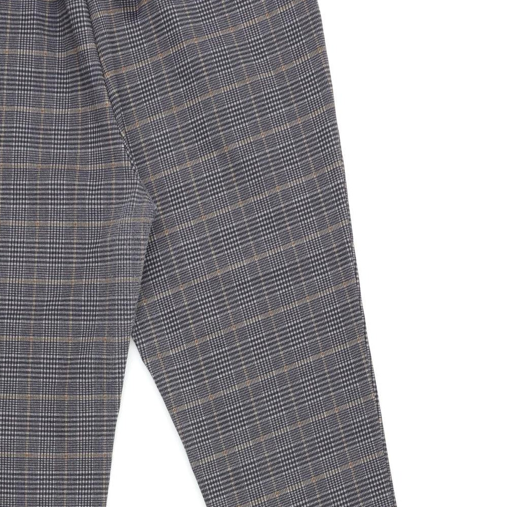 ROMWE Womens Blue Check Trousers Size XL L27 in
