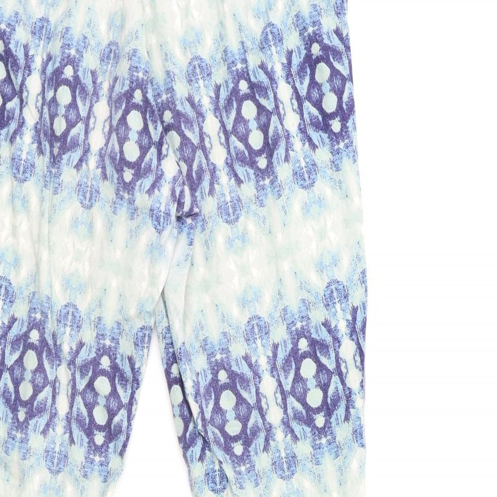 H&M Womens Blue Geometric Trousers Size 10 L26 in