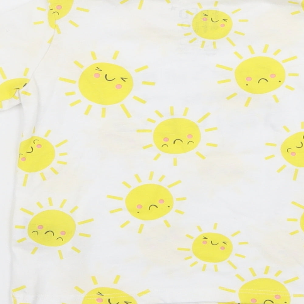 F&F Boys White Basic T-Shirt Size 9-12 Months - sun print