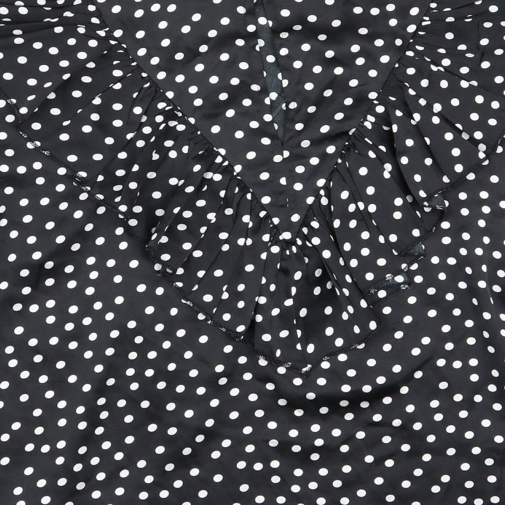 I SAW IT FIRST Womens Black Polka Dot Basic Blouse Size 14