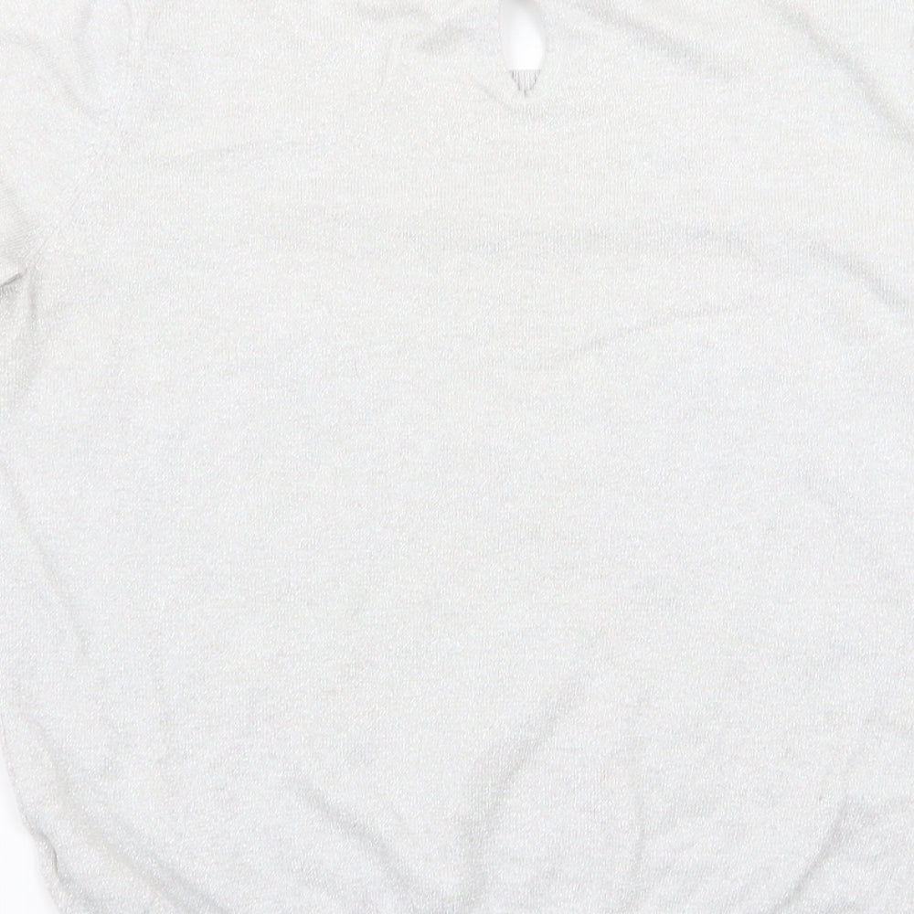 NEXT Womens Silver Basic T-Shirt Size 12 - Heart Detail