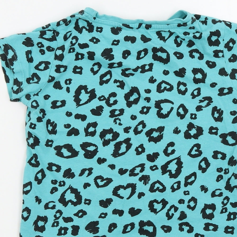 pep-co Girls Blue Geometric Basic T-Shirt Size 7 Years