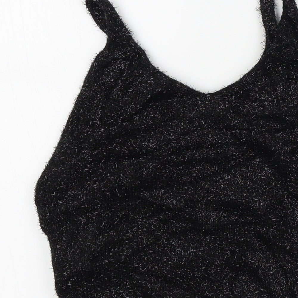 Topshop Womens Black Colourblock Basic T-Shirt Size 8