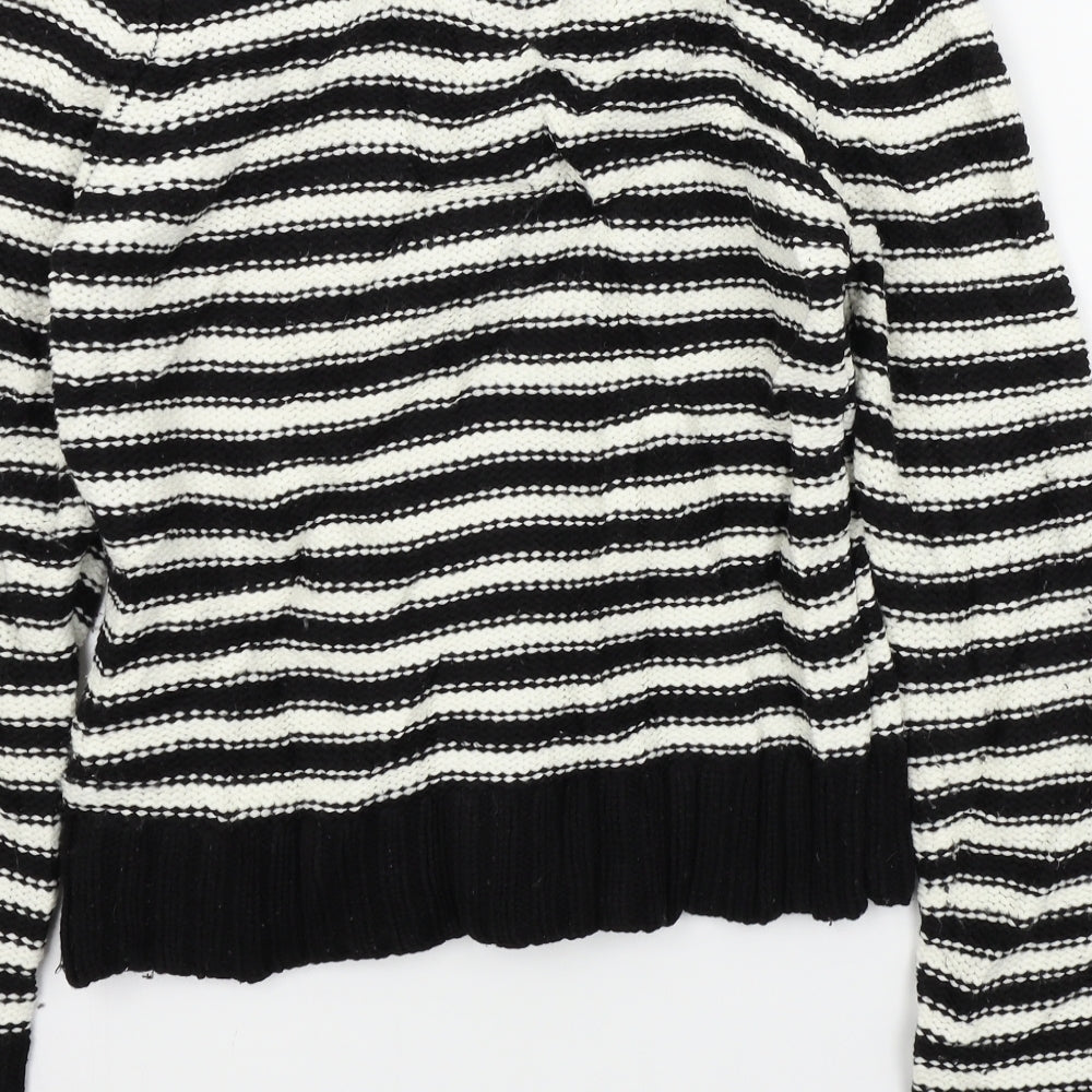 F&F Womens Black Striped Pullover Jumper Size 10