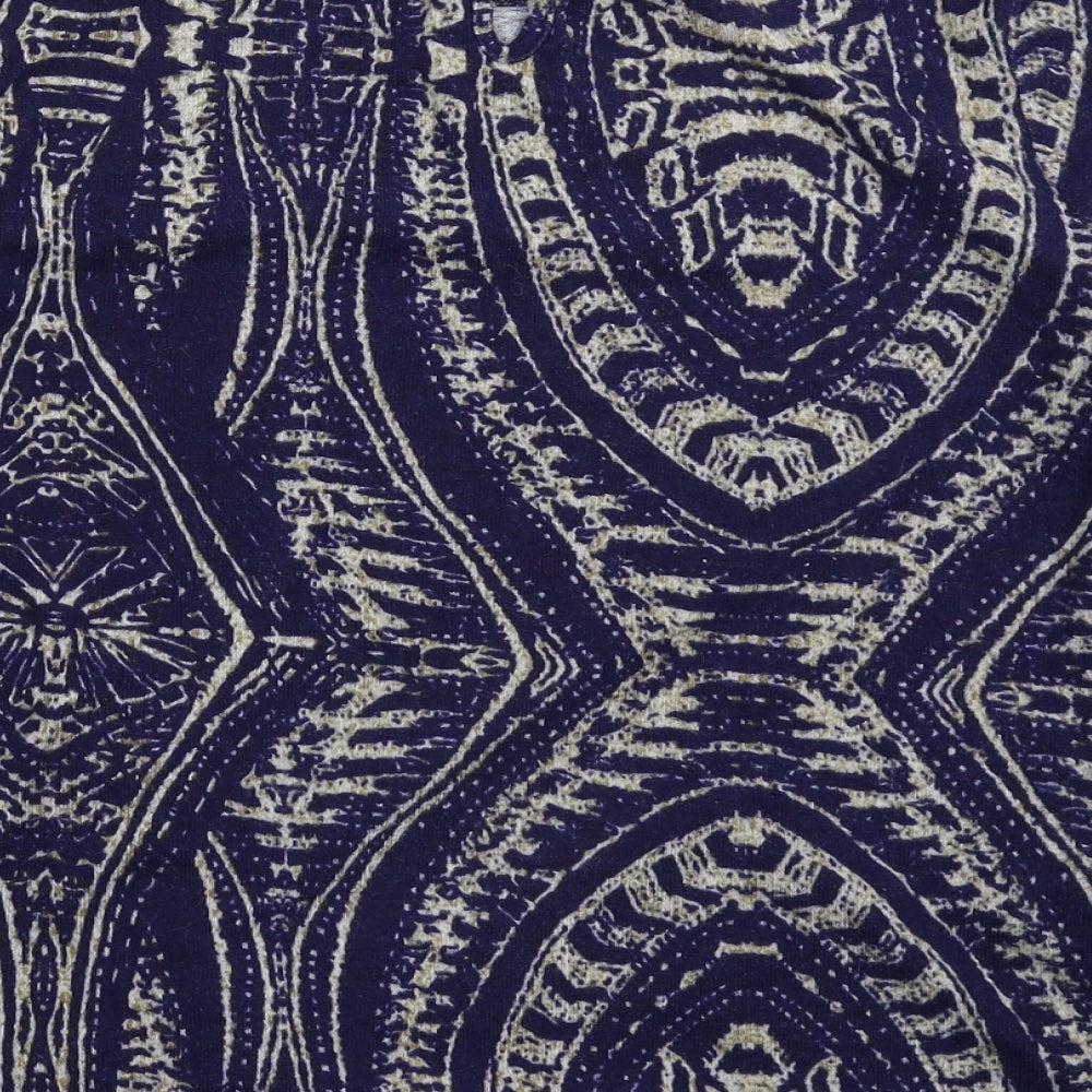 Emreco Womens Blue Geometric Knit Pullover Jumper Size 14