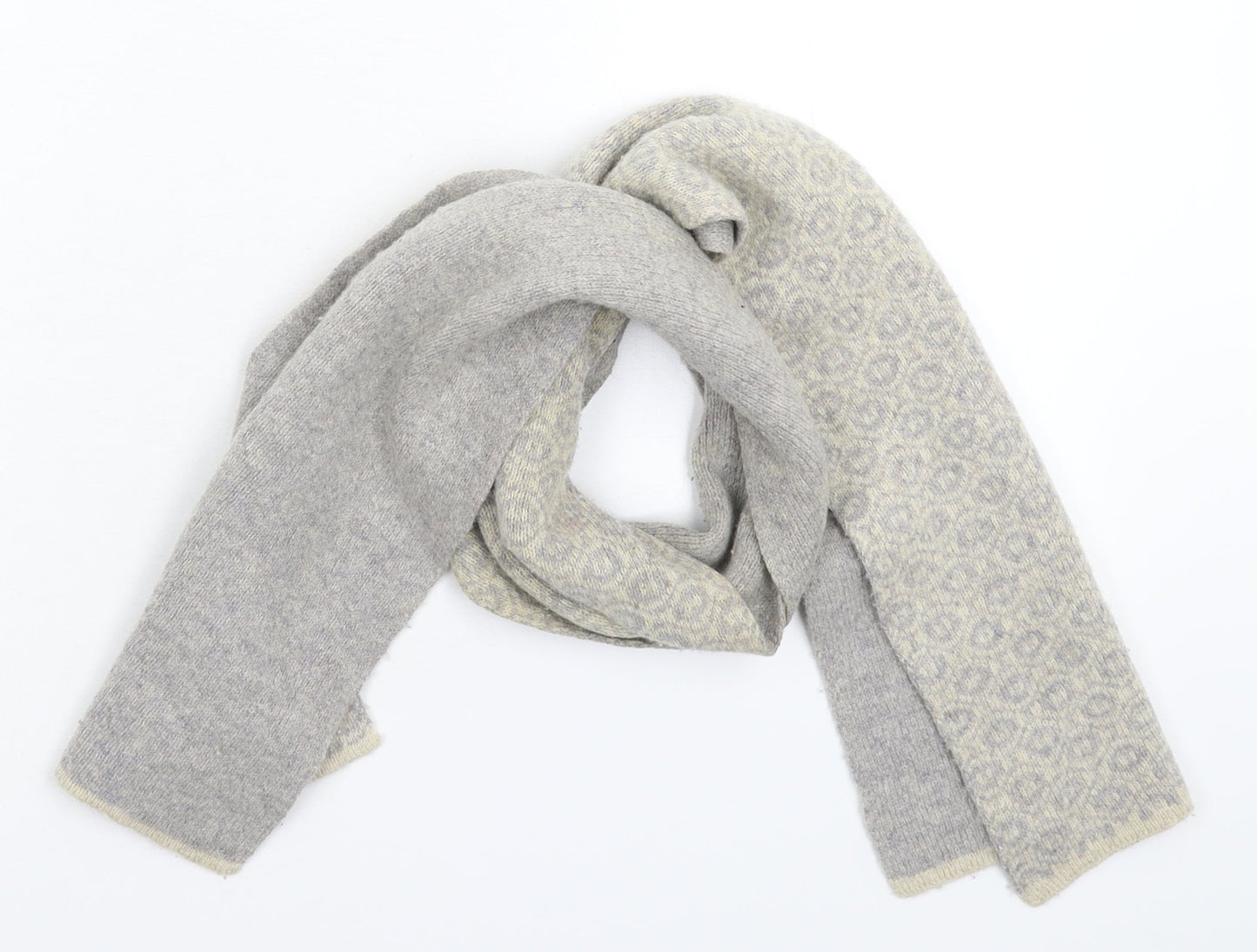 Preworn Womens Grey Geometric Knit Scarf