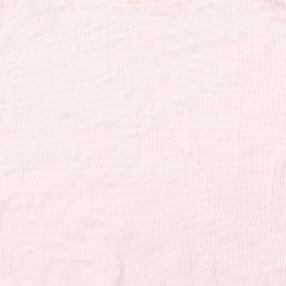 Bershka Womens Pink Cropped T-Shirt Size L