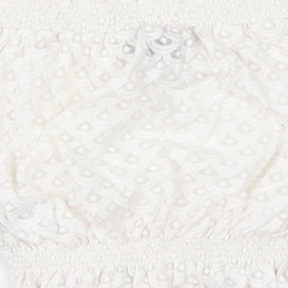 Topshop Womens Ivory Geometric Cropped Blouse Size 6
