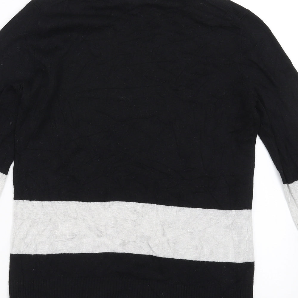Vertical Design Womens Black Knit Pullover Jumper Size S