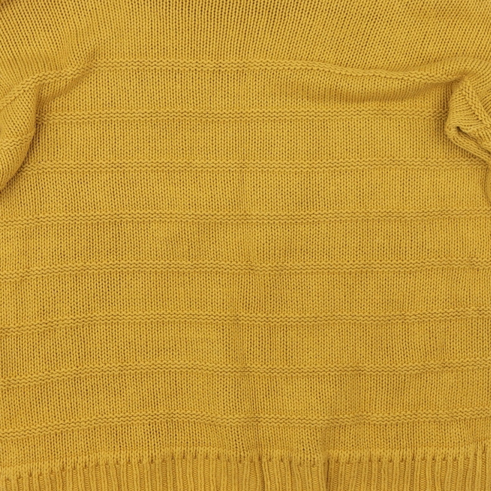 H&M Womens Yellow Striped Knit Pullover Jumper Size XS