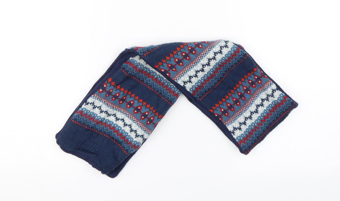 John Lewis Unisex Blue Argyle/Diamond Fleece Scarf One Size - christmas