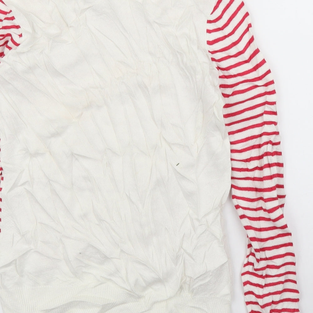Dorothy Perkins Womens White Striped Pullover Jumper Size 8