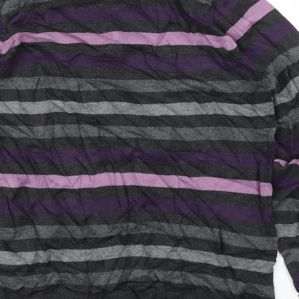 Marks & Spencer Mens Purple Striped Pullover Jumper Size S