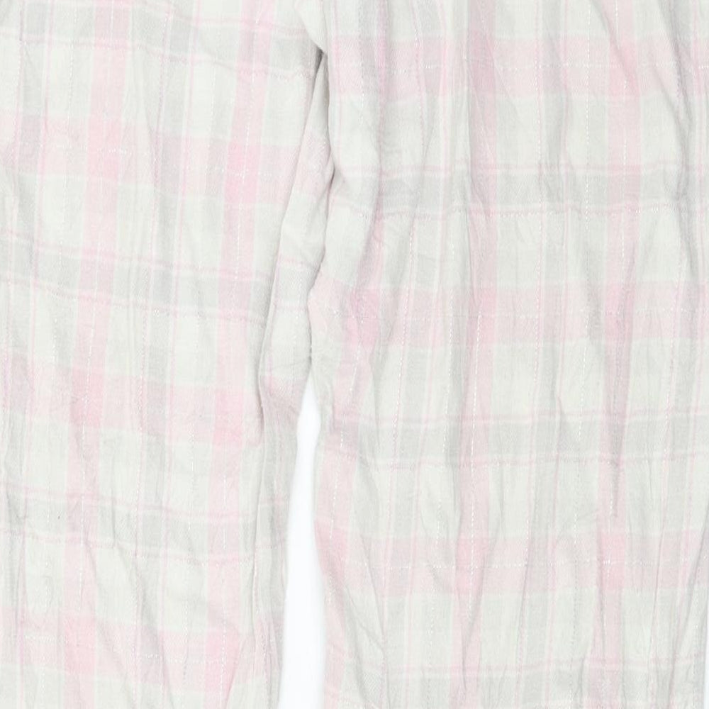 H&M Womens White Check Trousers Size M L25 in