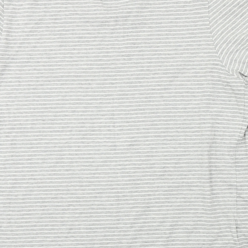 Easy Mens Grey Striped T-Shirt Size L