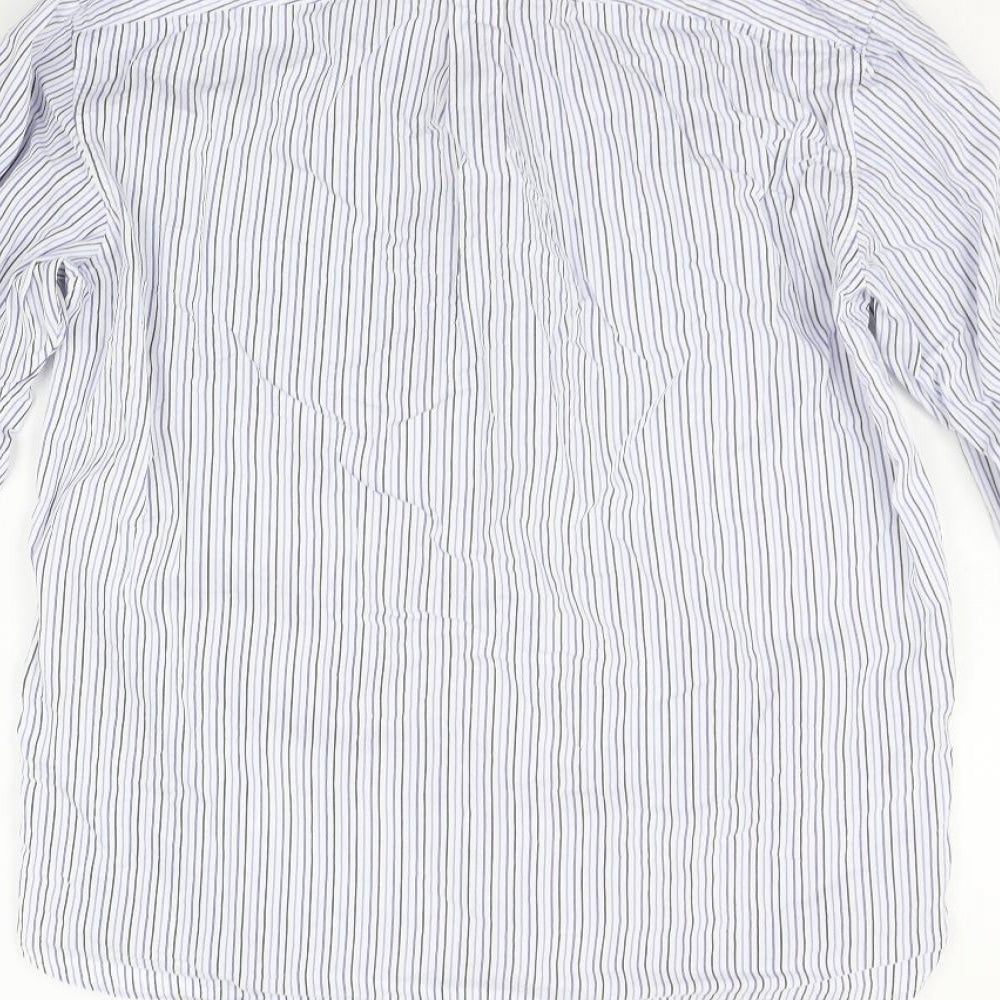 Howick Tailored Mens Blue Striped Button-Up Size 15.5