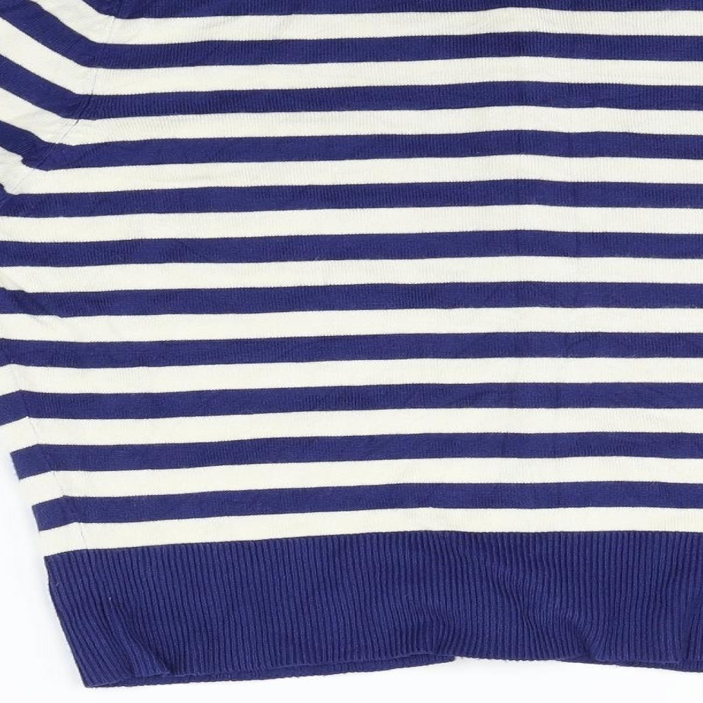 M&Co Womens Blue Striped Pullover Jumper Size 14