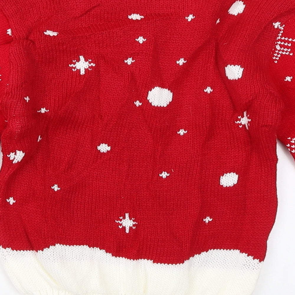Preworn Boys Red Pullover Jumper Size 3-4 Years