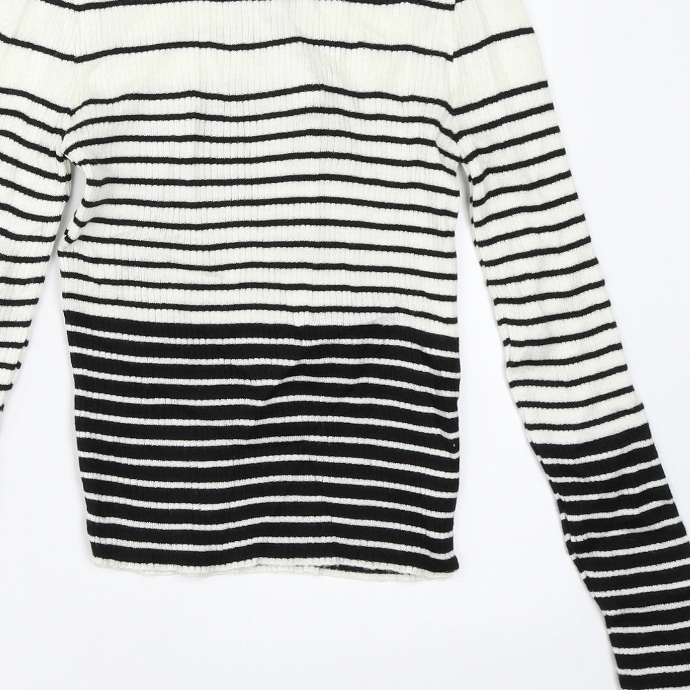 Topshop Womens Ivory Striped Pullover Jumper Size M