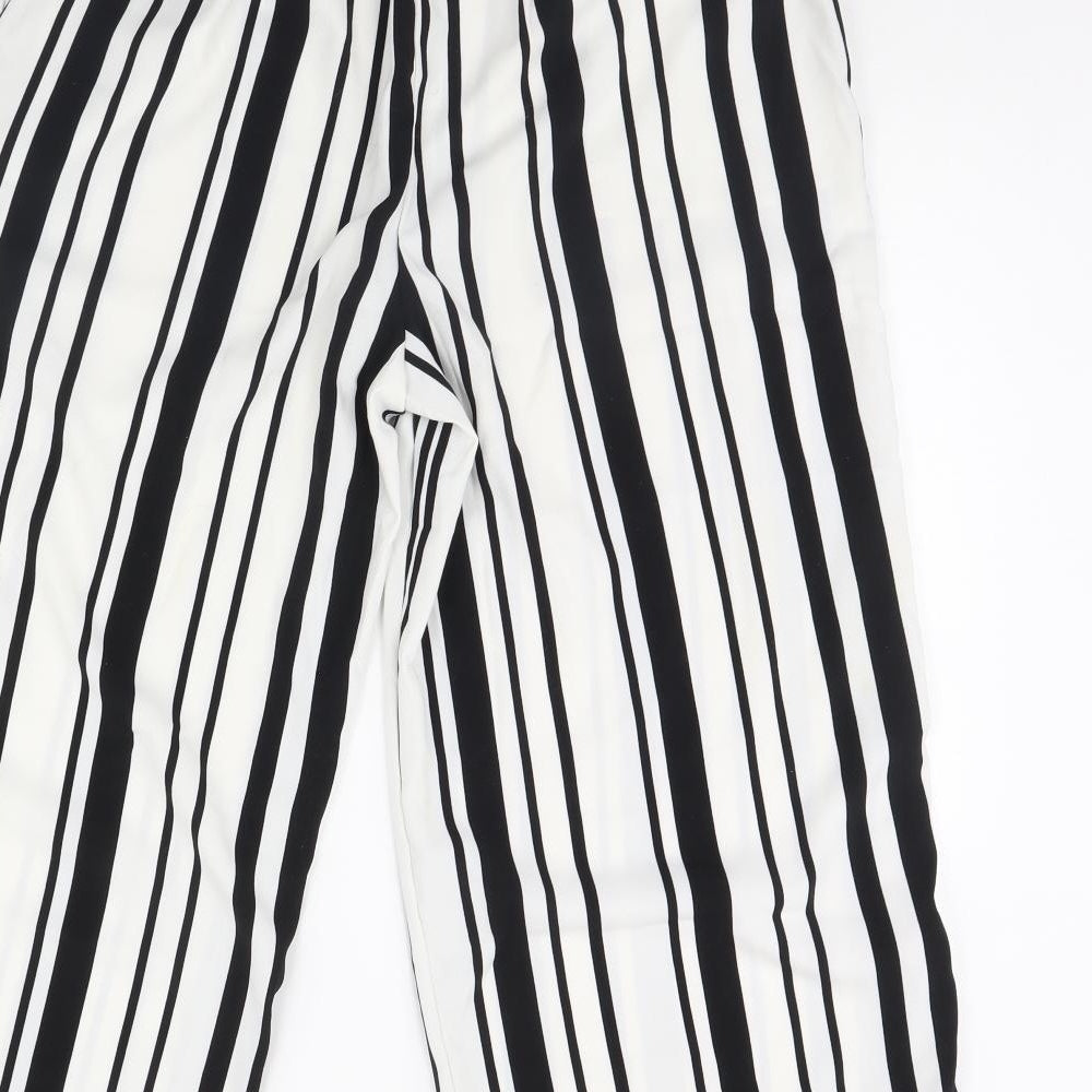 only Womens White Striped Trousers Size 12 L30 in