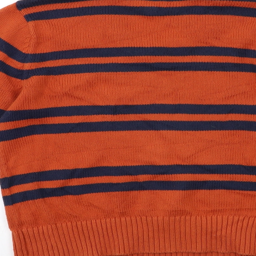 Lands' End Girls Orange Striped Pullover Jumper Size 10-11 Years