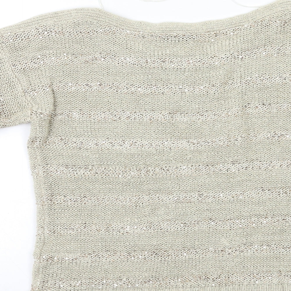 Wallis Womens Beige Striped Pullover Jumper Size S - Sequin