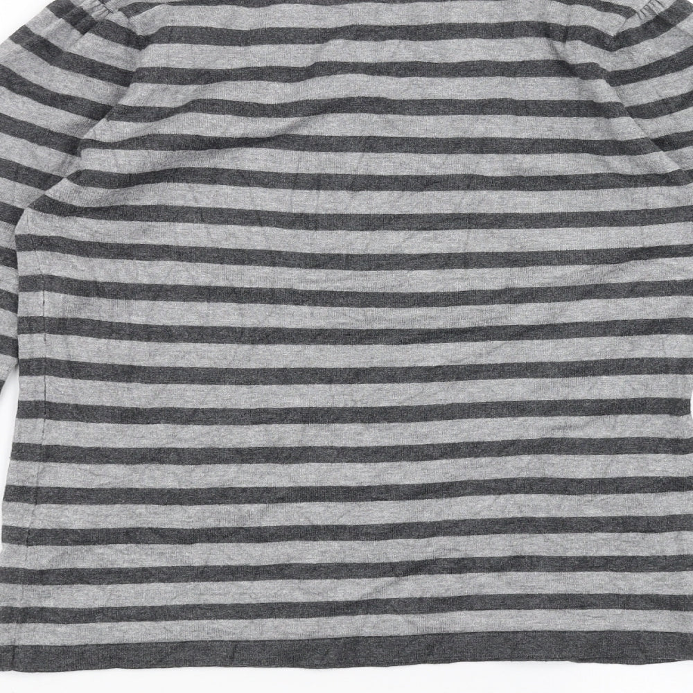 Marks & Spencer Womens Grey Striped Pullover Jumper Size 12