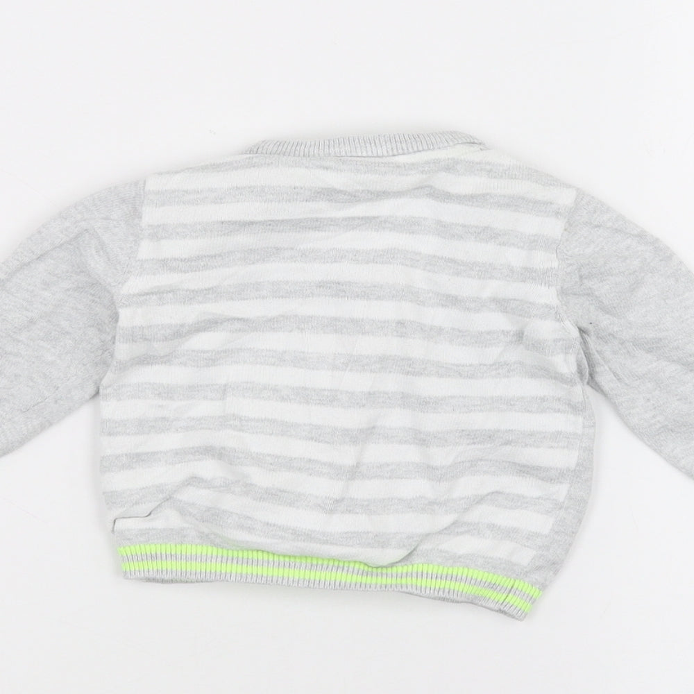 Blue Zoo Baby Grey Striped Cardigan Jumper Size 3-6 Months