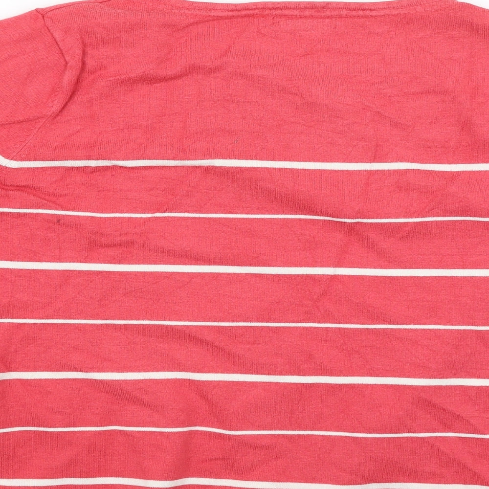 Bonmarché Womens Pink Striped Pullover Jumper Size M