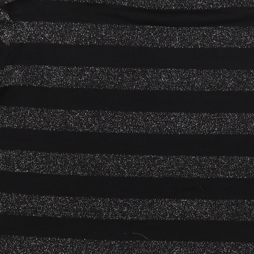 Divided Womens Black Striped Basic Blouse Size M