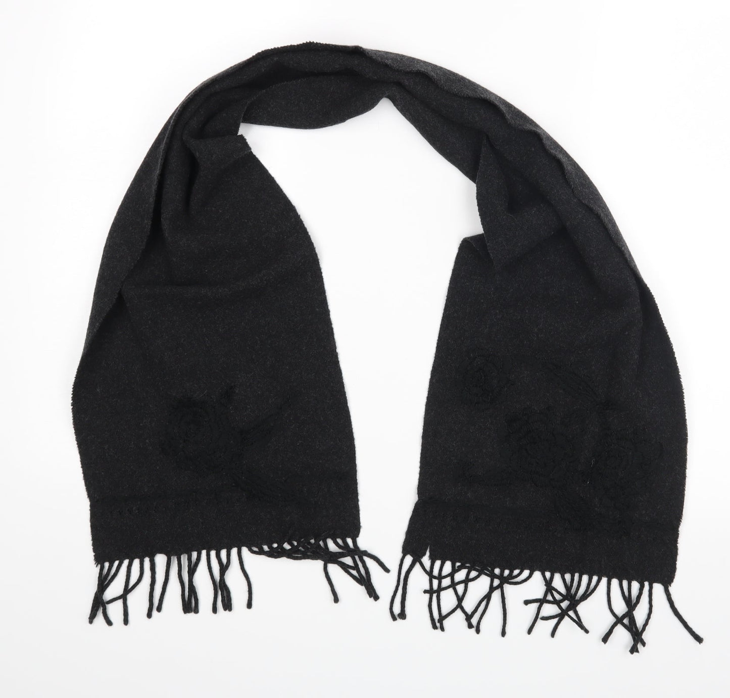 Preworn Unisex Black Floral Scarf