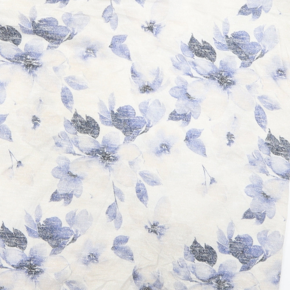 TU Womens White Floral Basic T-Shirt Size 10