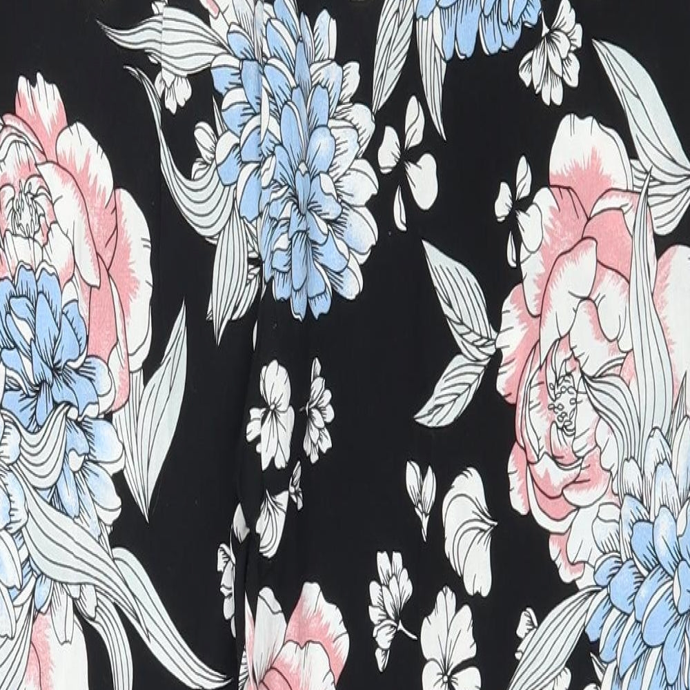 Select Womens Black Floral Trousers Size 10 L26 in